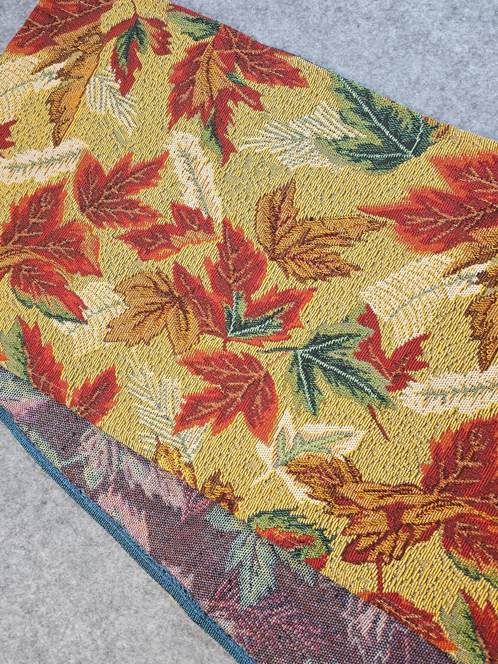 Fall Table Runner 68" X 13" Tapestry Thanksgiving Leaves Harvest